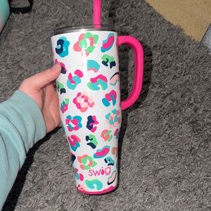 Swig Pink and Multicolor Tumbler with Handle